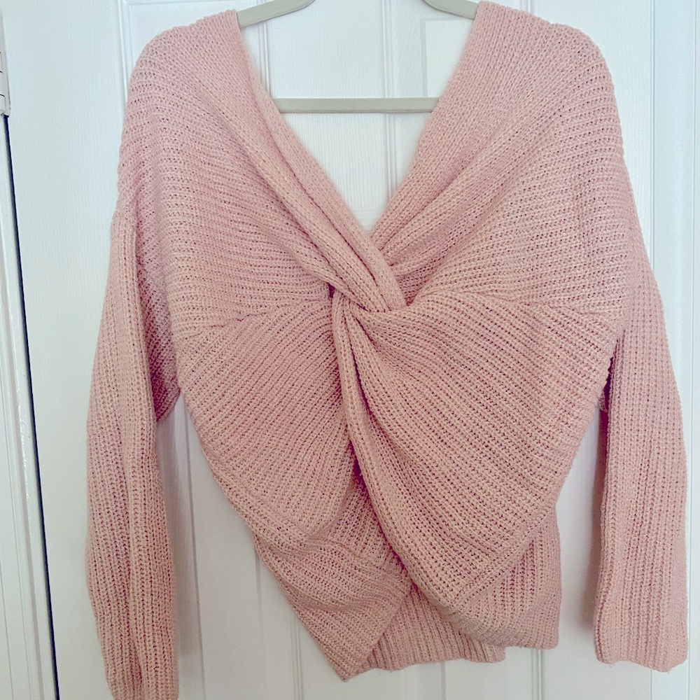 Light pink faux wrap sweater